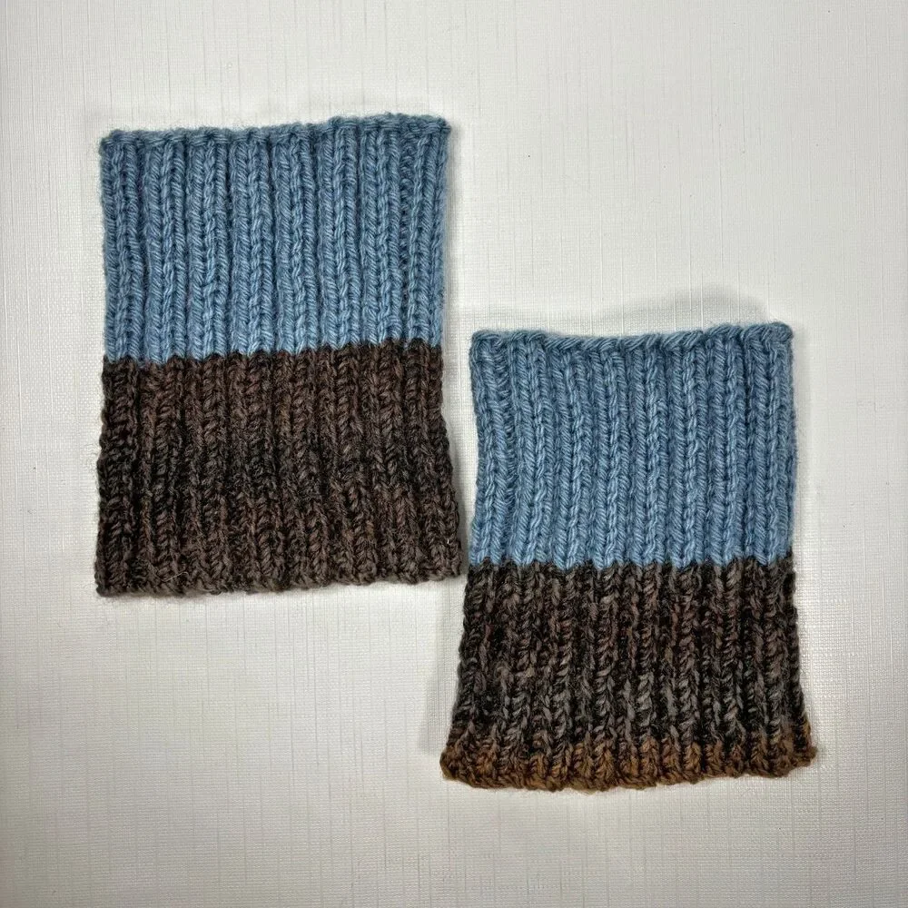 Womens Boho Earthy Granola Ribbed Knit Boot Cuffs Reversible Toppers Rustic